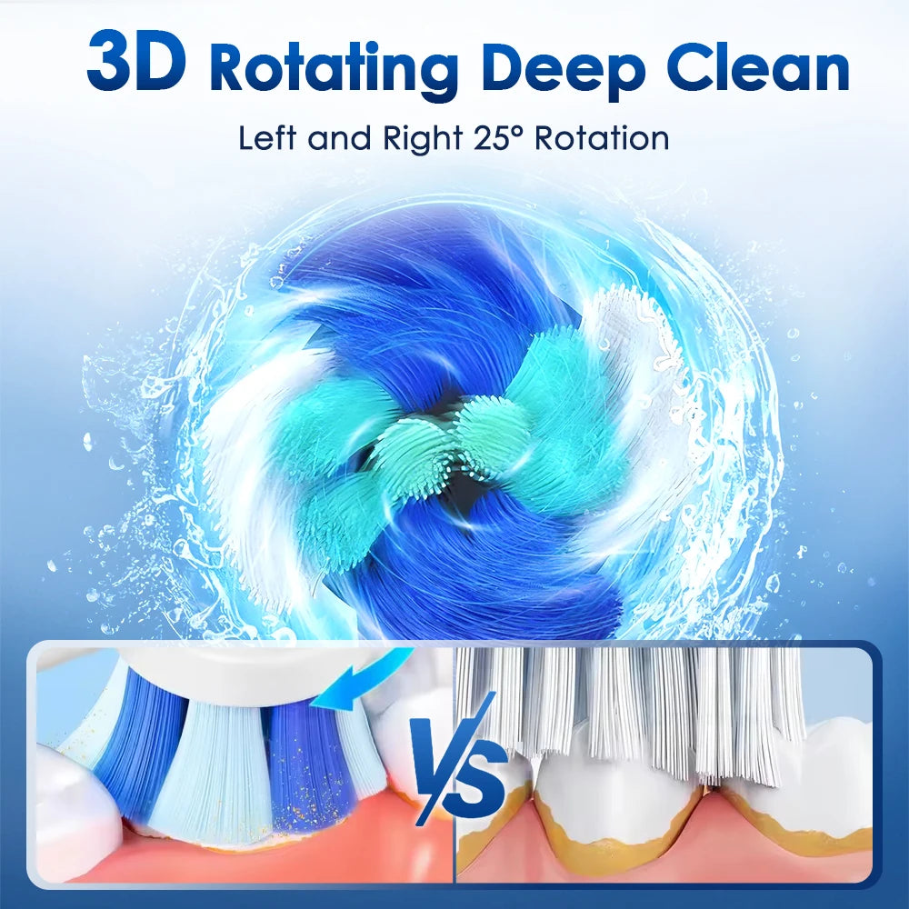 3D Rotating Electric Toothbrush for Adults with 5 Cleaning Modes