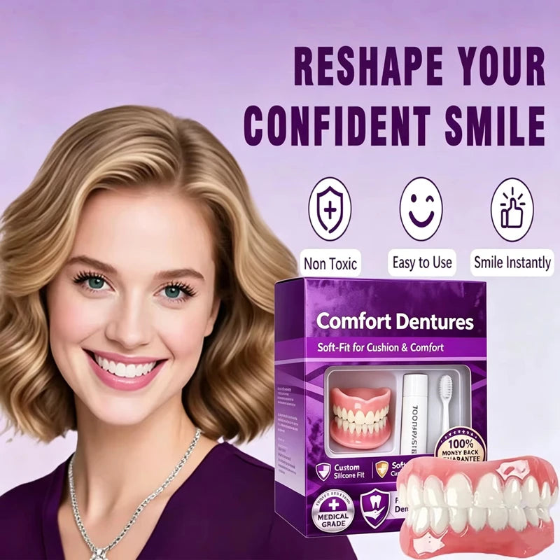 Comfortable Full Set Silicone Dentures for Instant Smile Enhancement - 8