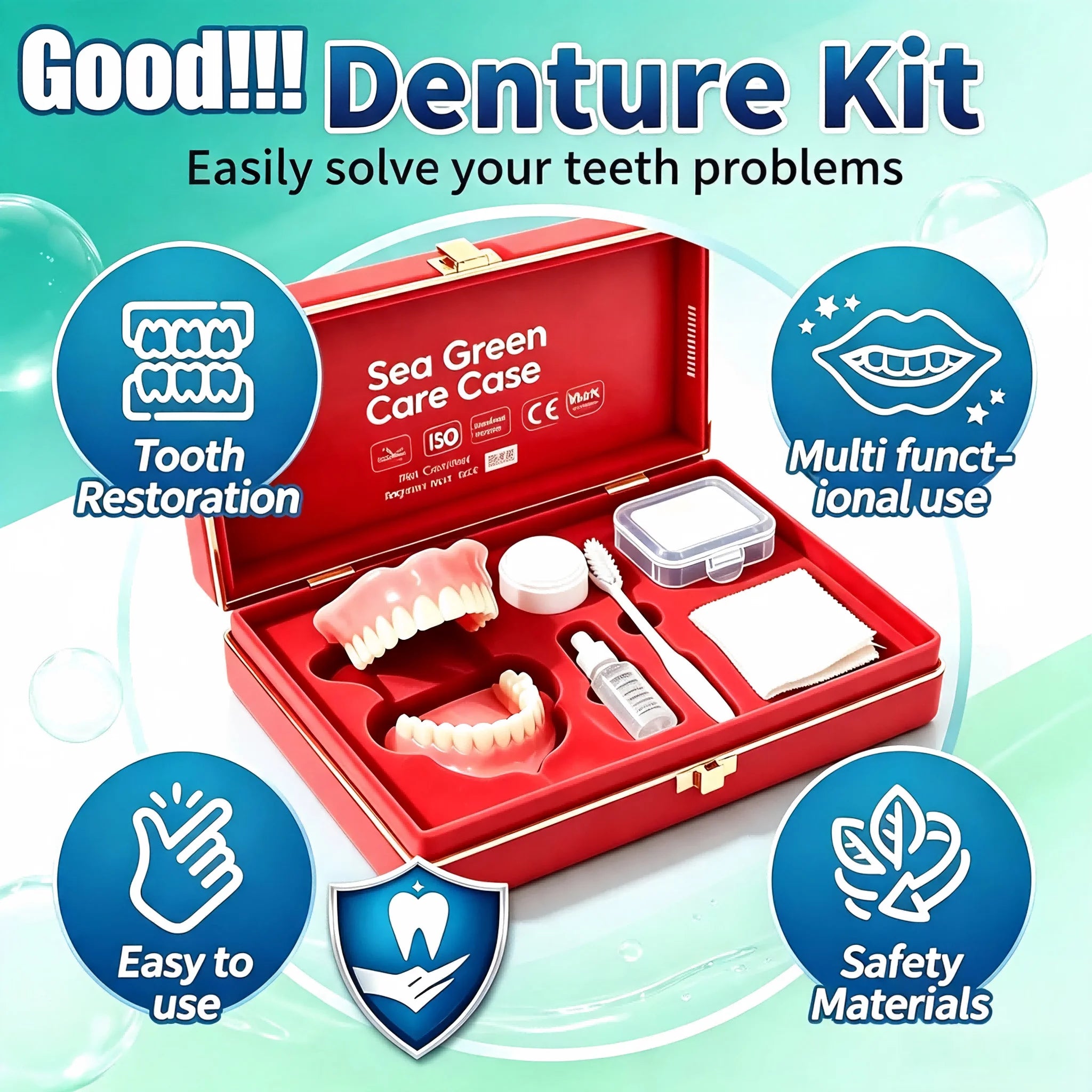 Portable Denture Care and Cleaning Travel Kit with Storage Case - 3