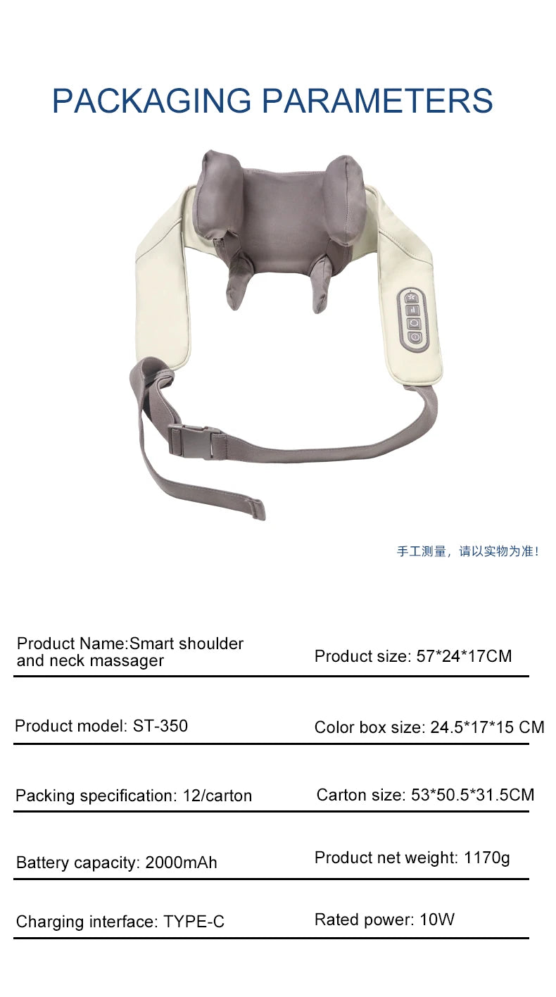 Wireless 6D Deep Tissue Neck and Shoulder Massager with Heat