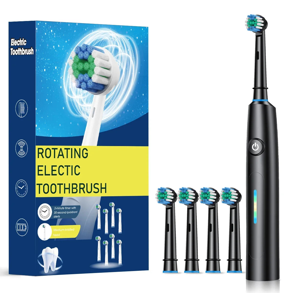 3D Rotating Electric Toothbrush for Adults with 5 Cleaning Modes