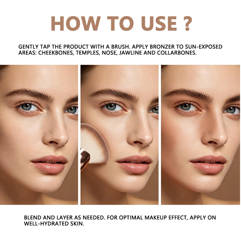 Buildable Matte Pressed Bronzer Powder for Face Contouring - 12