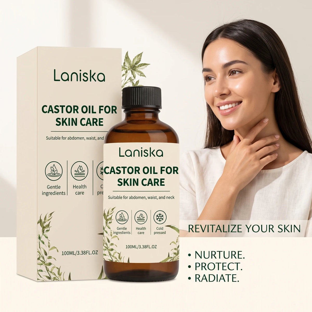 Cold Pressed Castor Oil for Body Skin Hydration and Massage