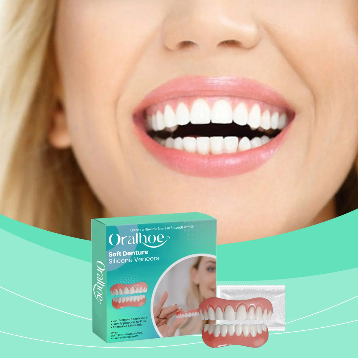 Flexible Silicone Cosmetic Denture Set for Temporary Smile Repair
