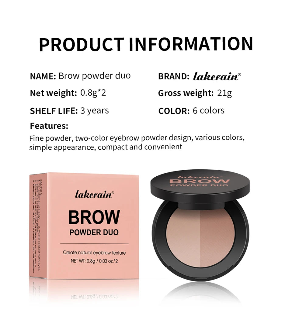Dual-Tone Eyebrow Powder Palette with Grooming Brush - 13