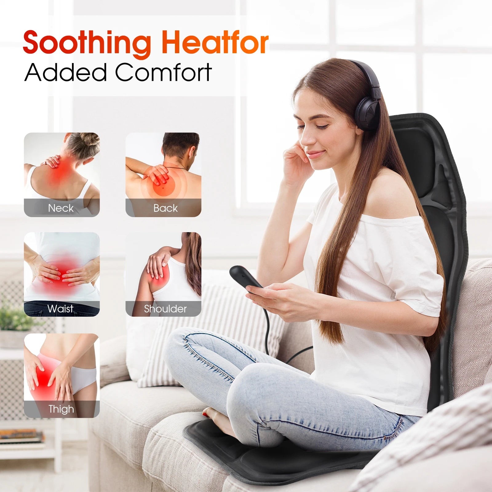 Full-Body Electric Heated Vibration Massage Chair Mat - 8