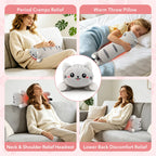 USB Heated Cat Plush Pillow for Pain Relief and Relaxation