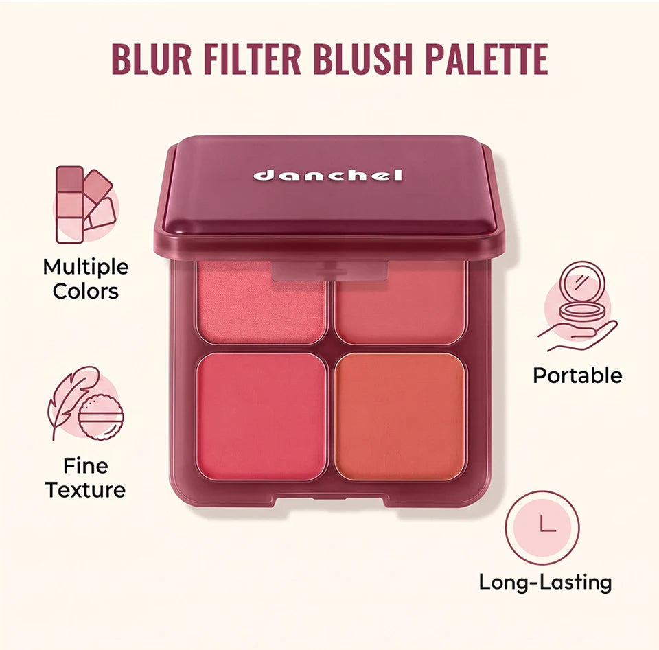 4-Shade Soft Blur Face Blush Palette - 9
