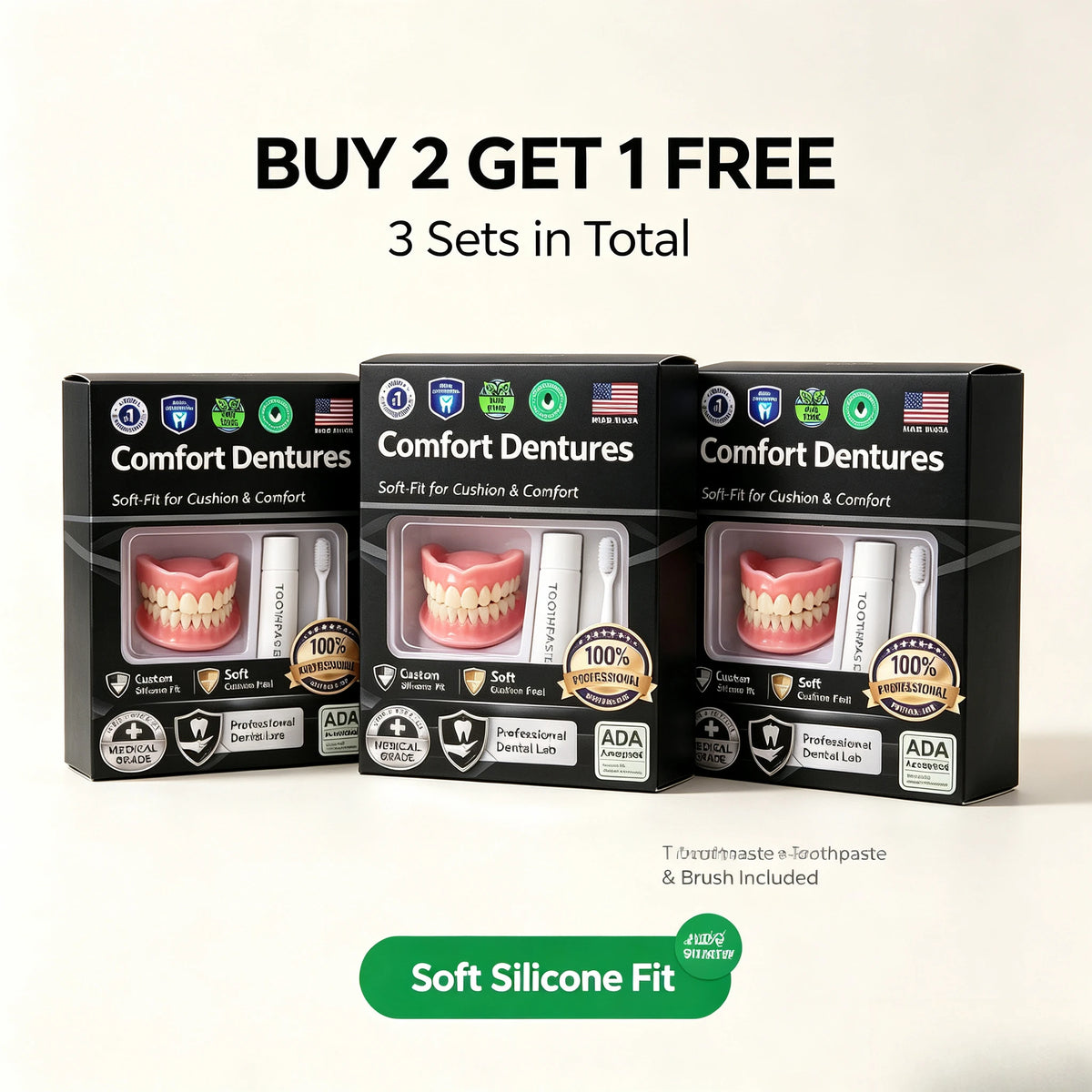 Moldable Temporary Denture Set for Instant Smile