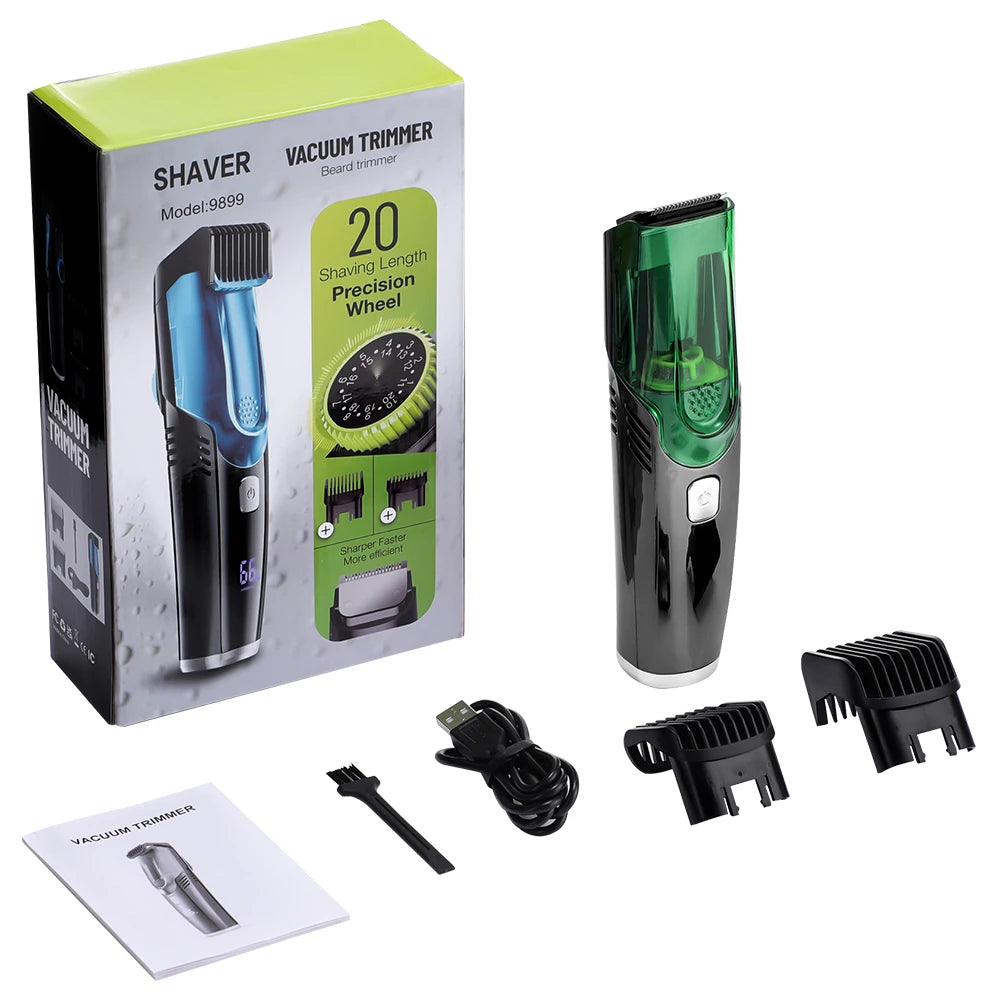 Cordless Vacuum Beard and Hair Trimmer with Waterproof Design