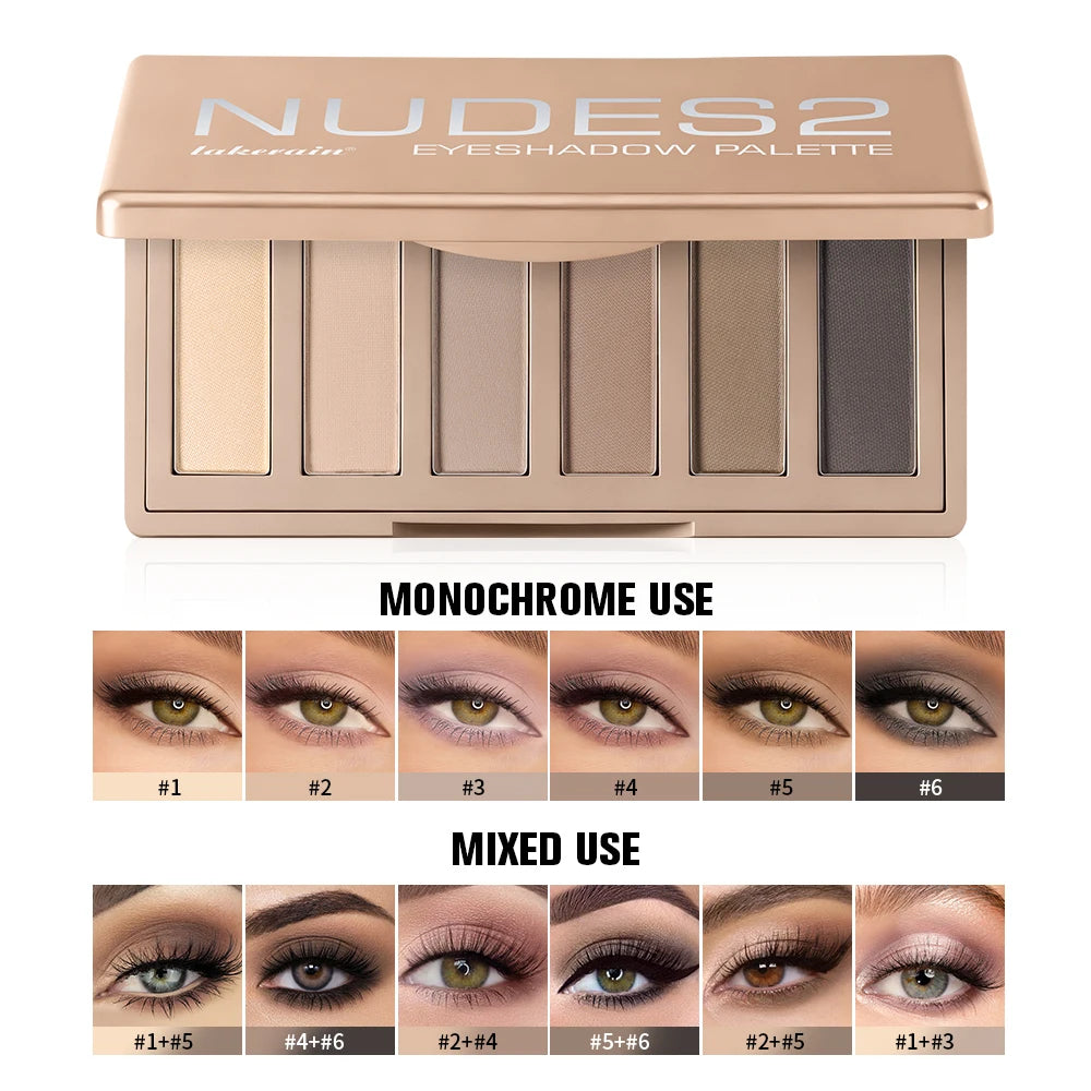 6-Color Matte Eyeshadow Palette for Natural and Smokey Eye Looks