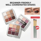 9-Color Beginner Friendly Eyeshadow Palette with Brush