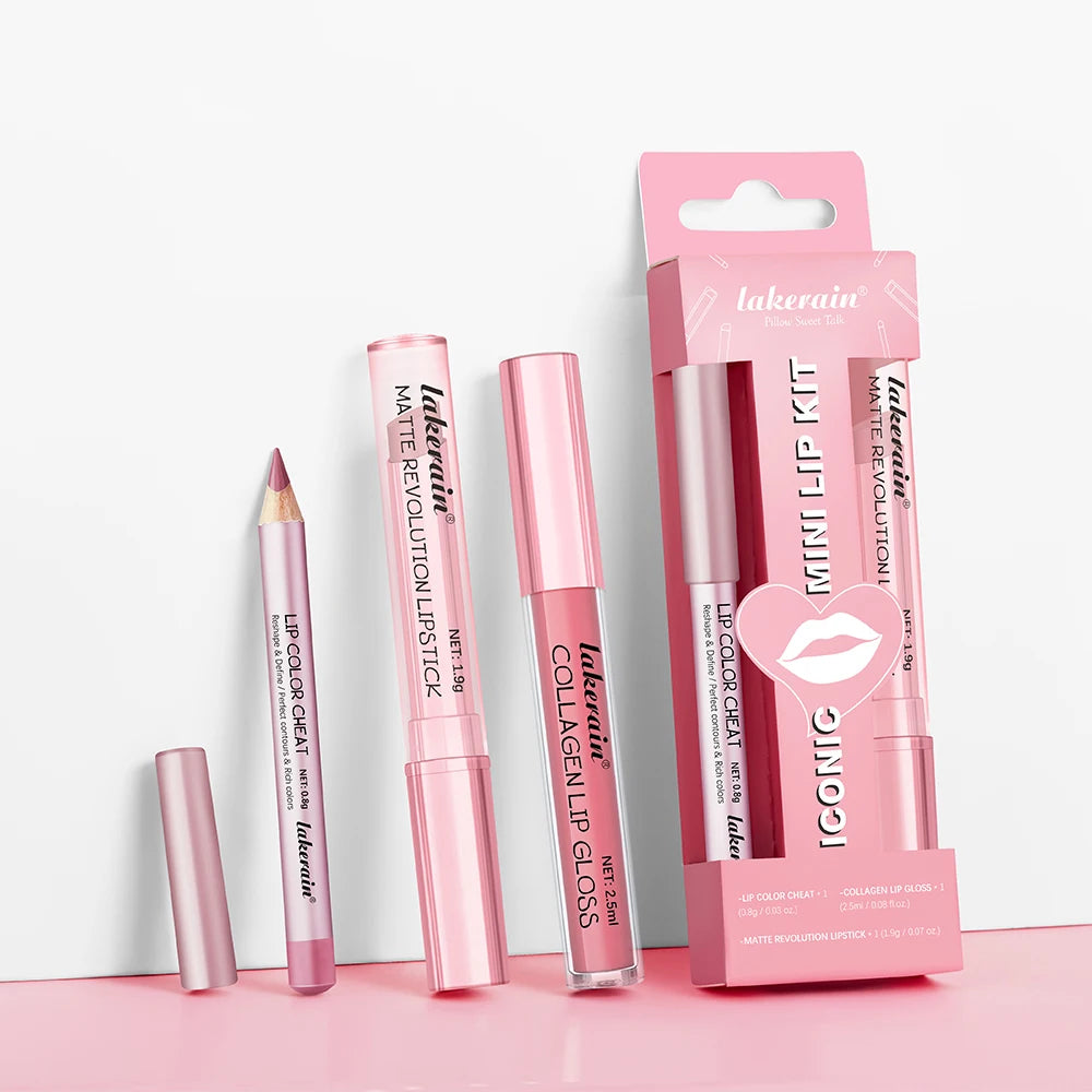 3-Piece Waterproof Matte Lipstick and Lip Liner Makeup Set