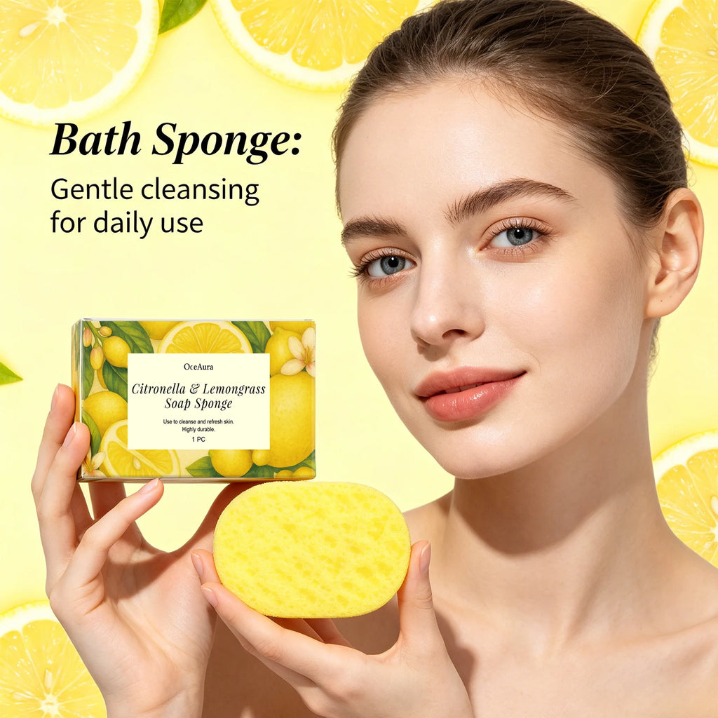 Exfoliating Lemon Scented Bath Sponge for Daily Body Cleansing