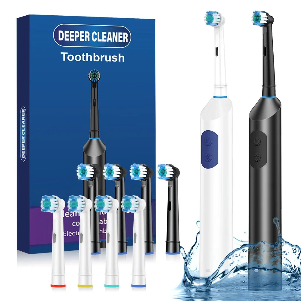 Rotating Electric Toothbrush with 5 Modes and 4 Replacement Heads