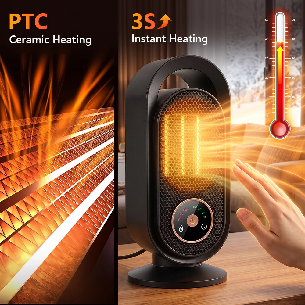 Portable Ceramic Space Heater with Touch Control and Timer - 9