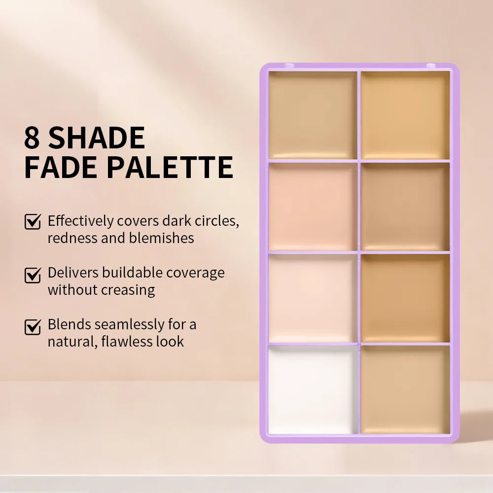 8-Shade Cream Concealer Palette and Makeup Applicator Set