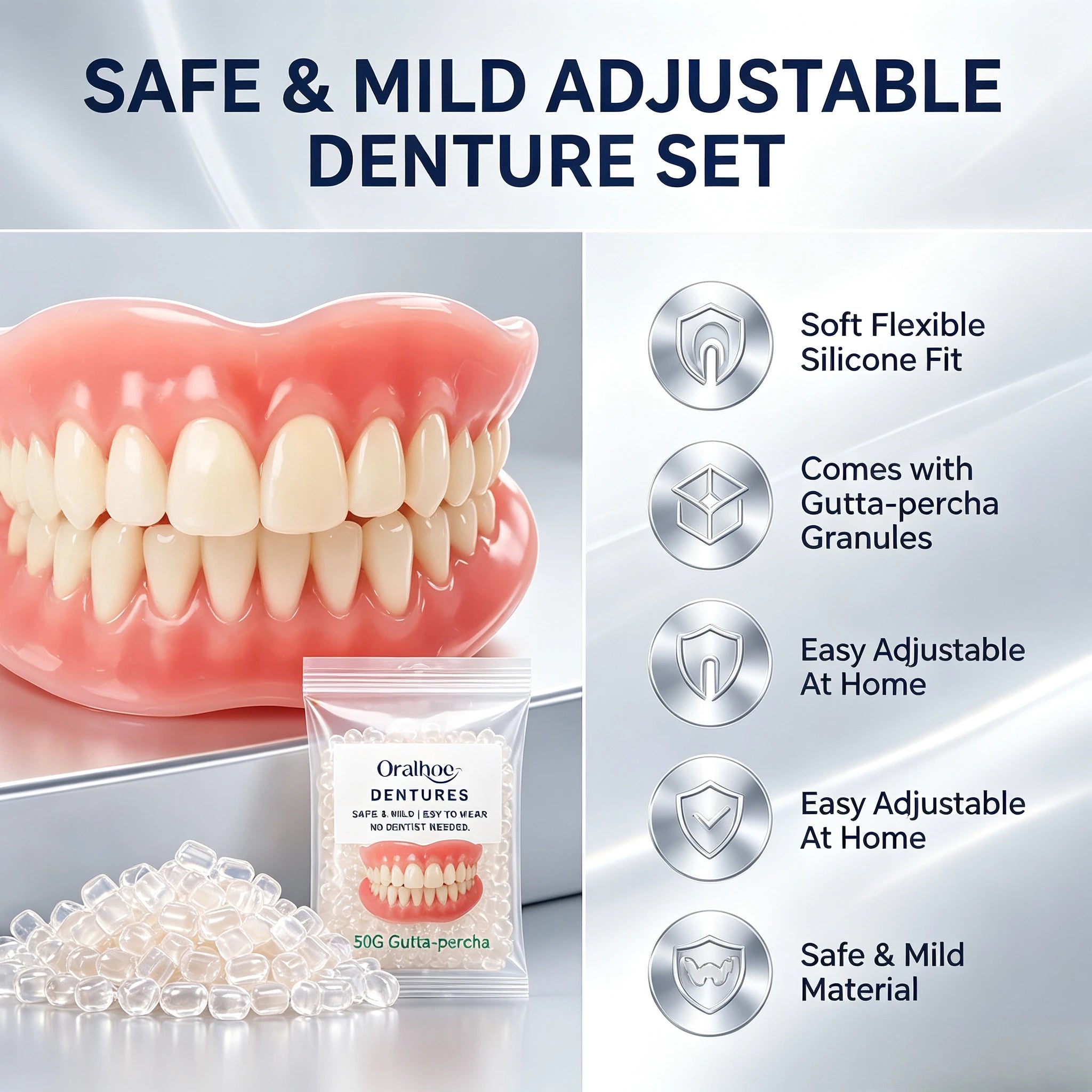 Portable Denture Storage and Cleaning Care Kit with Mirror - 6