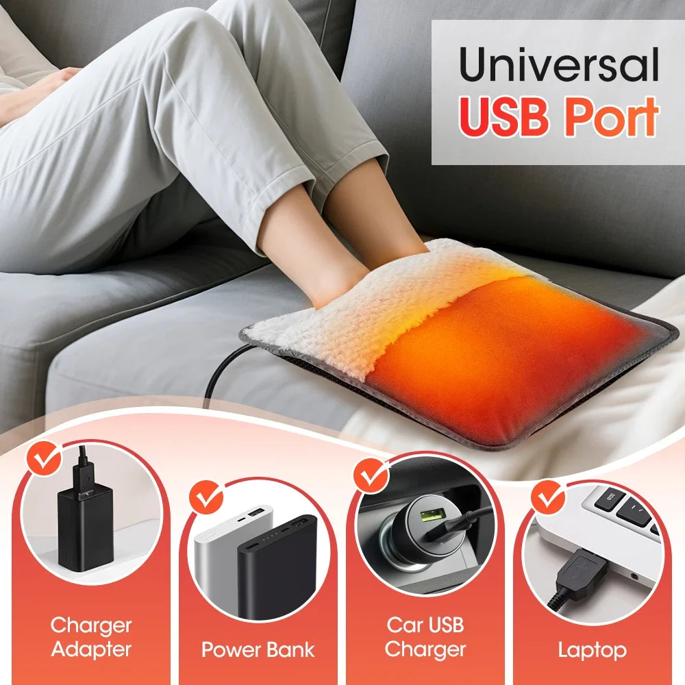 USB Heated Foot Warmer Mat for Desk and Home