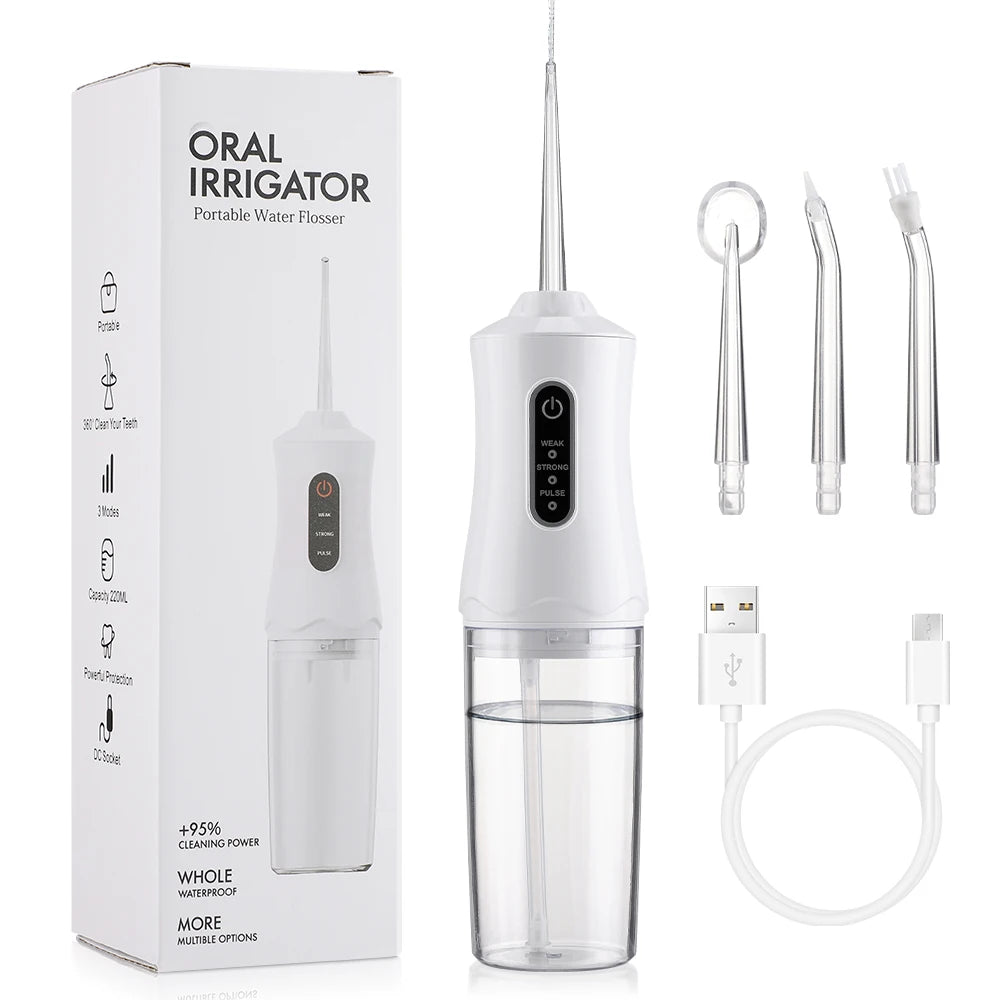 Portable Rechargeable Dental Water Flosser with 3 Cleaning Modes