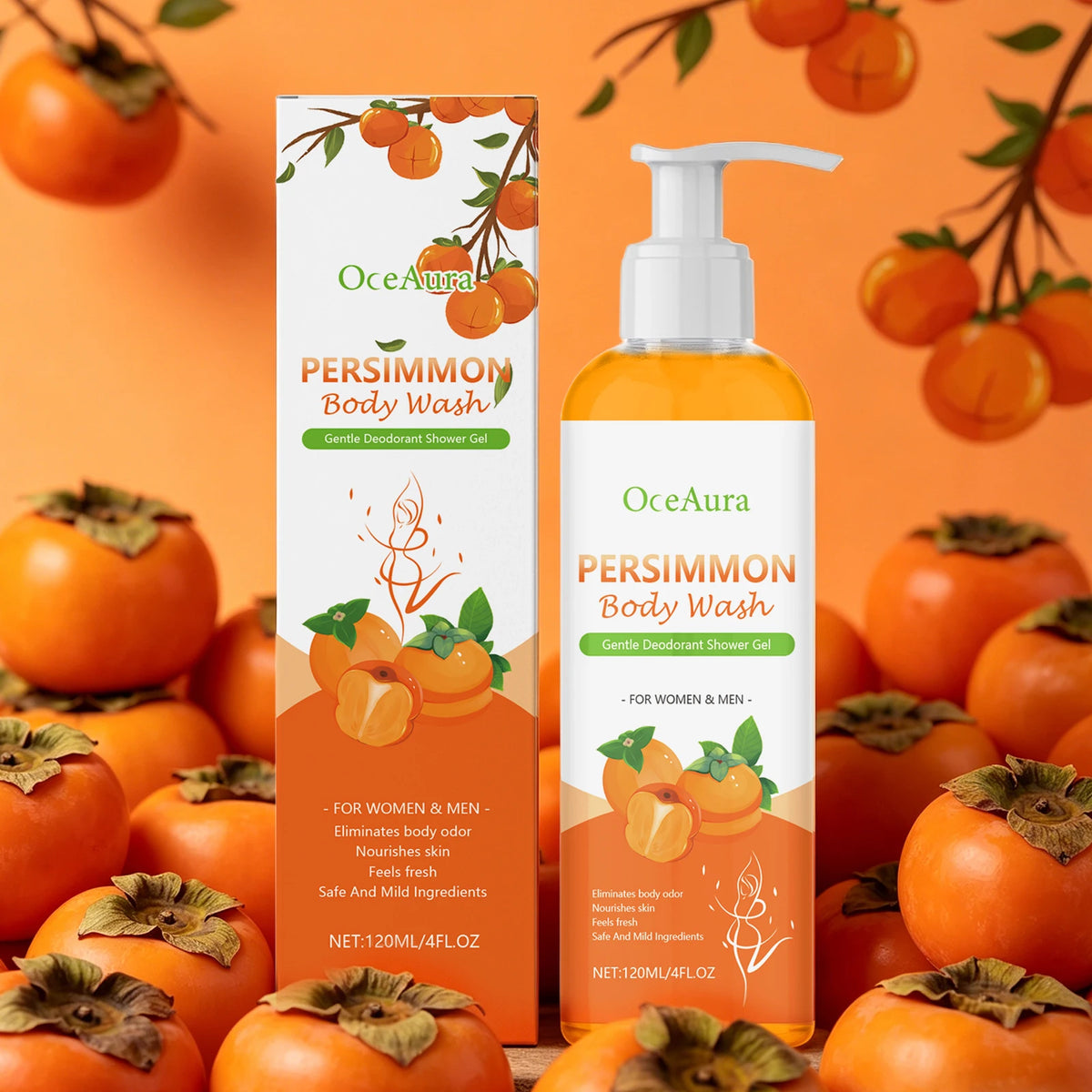 Persimmon Exfoliating Body Wash and Odor Neutralizing Shower Gel