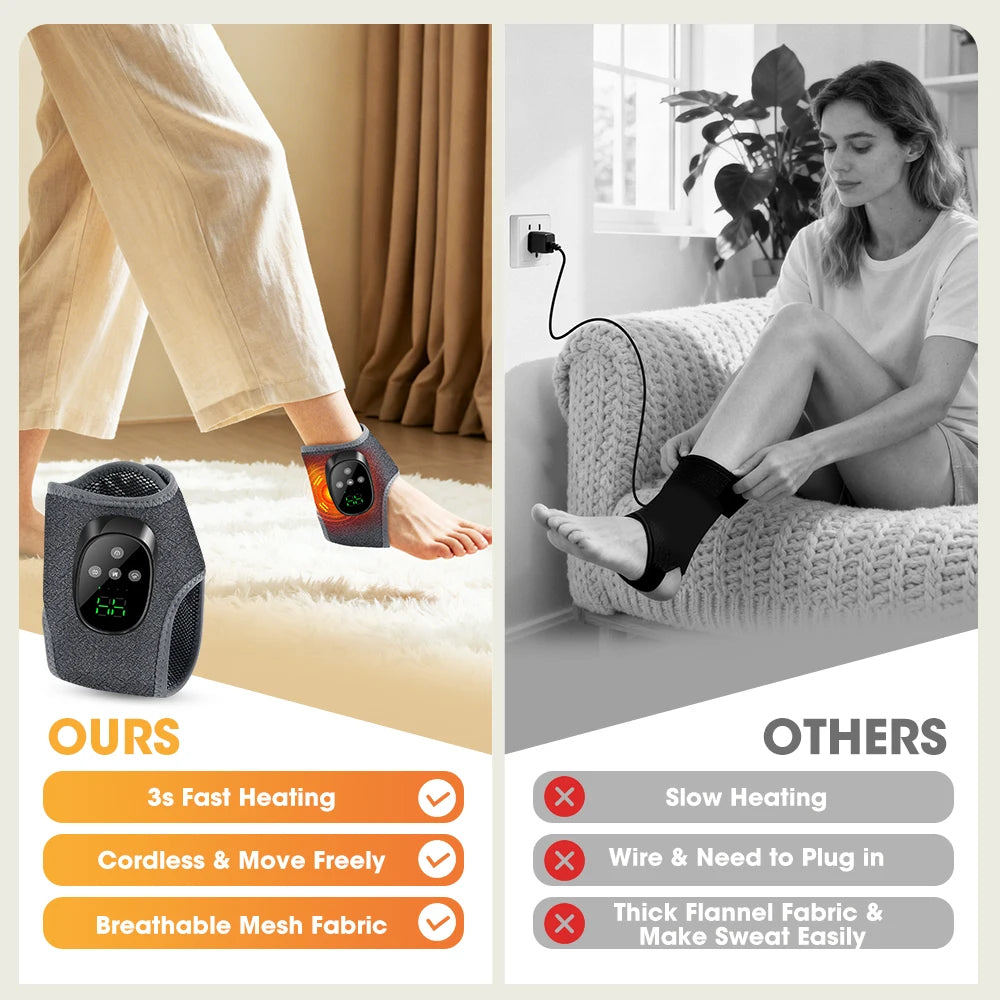 Cordless Heated Ankle Massager with Vibration Therapy - 12