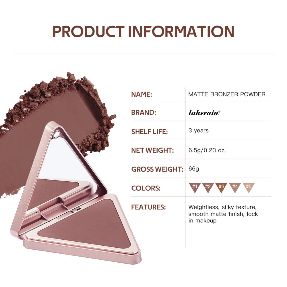 Long-Lasting Matte Bronzer Contour Powder for Face Sculpting - 14