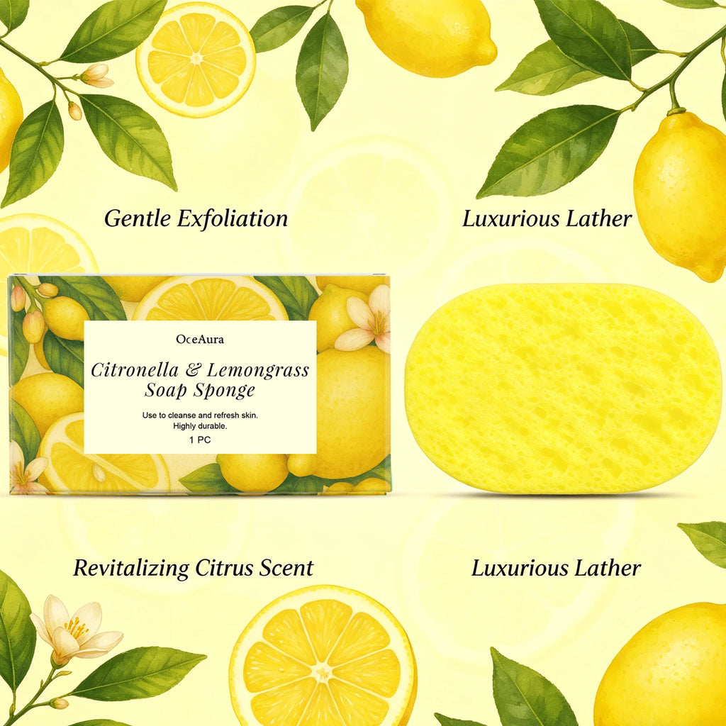 Exfoliating Lemon Scented Bath Sponge for Daily Body Cleansing