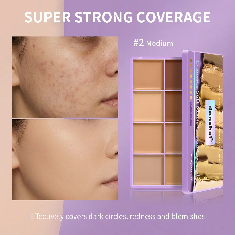 8-Shade Matte Cream Concealer Palette for Full Coverage - 5
