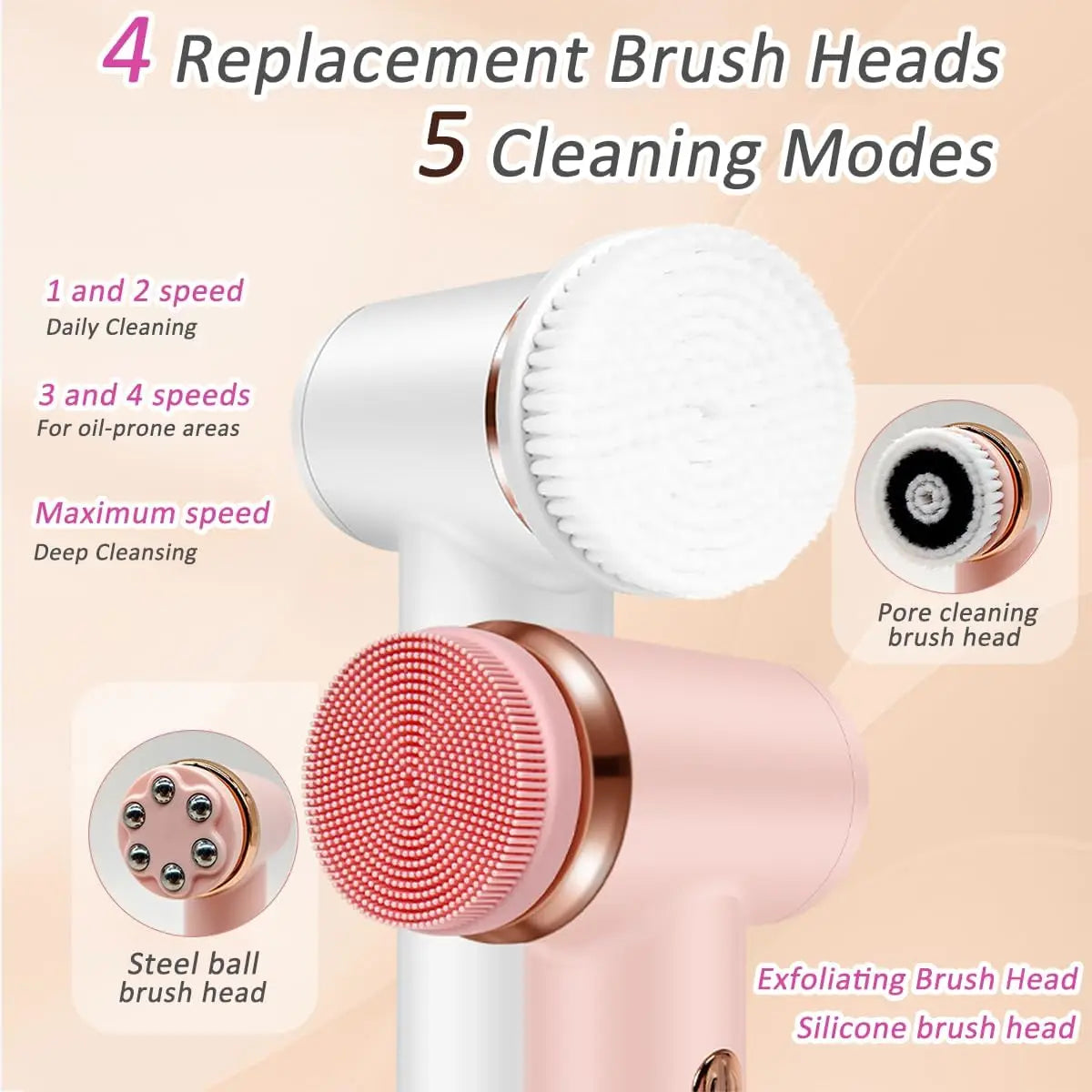4-in-1 Waterproof Electric Facial Cleansing Brush