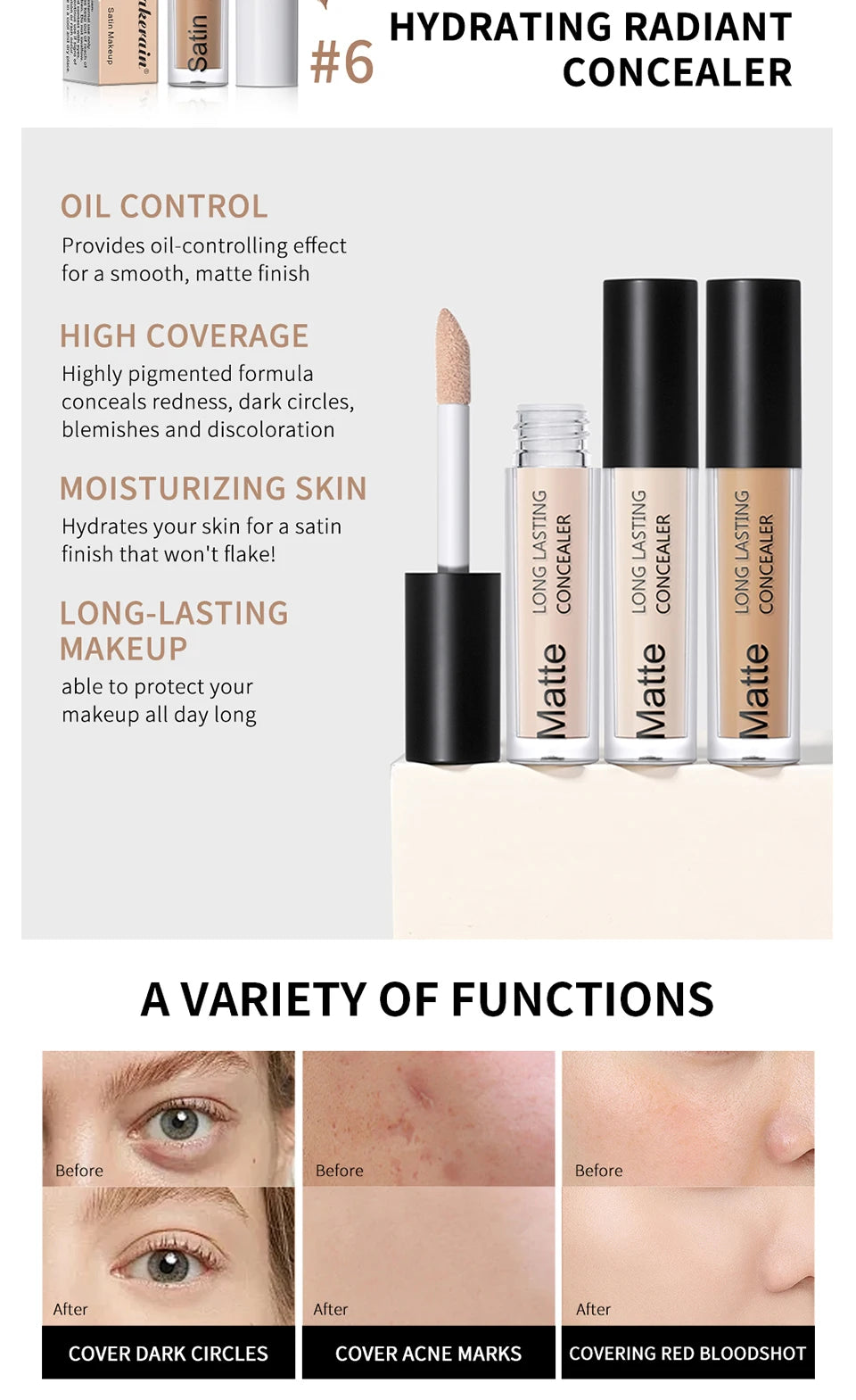 Full Coverage Long-Lasting Matte Liquid Concealer