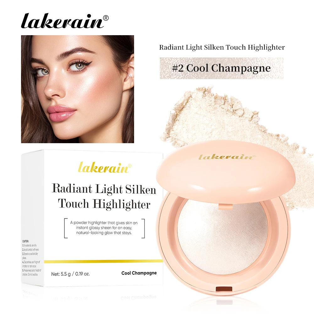 Silken Touch Baked Highlighter Powder for Luminous Glass Skin Glow