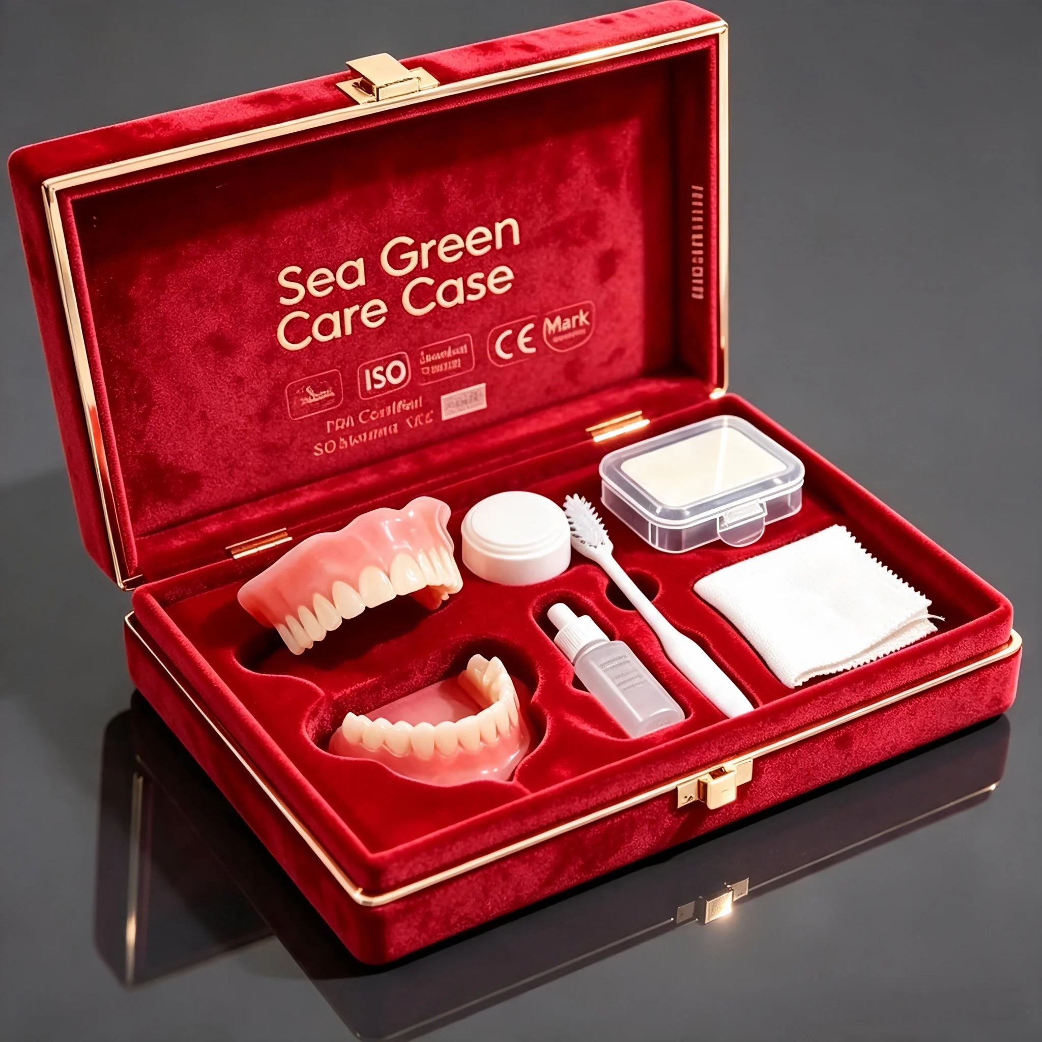 Portable Denture Care and Cleaning Travel Kit with Storage Case - 8