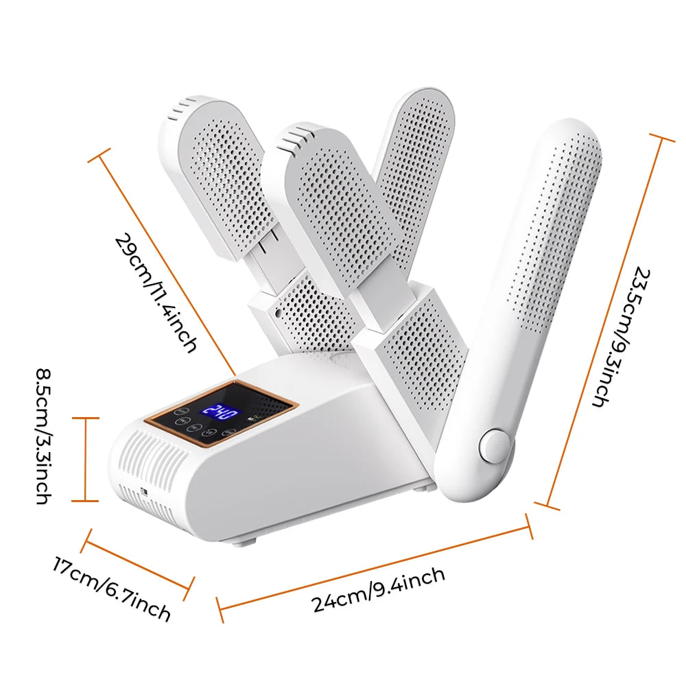 4-Tube Foldable Shoe and Boot Dryer with UV Sterilization