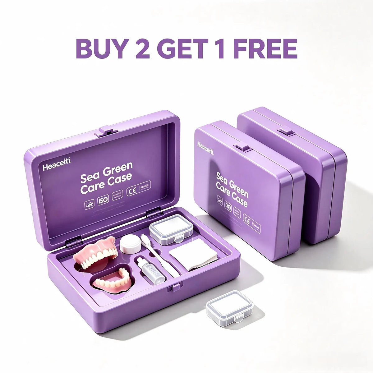 Realistic Cosmetic Denture Set with Travel Care Kit