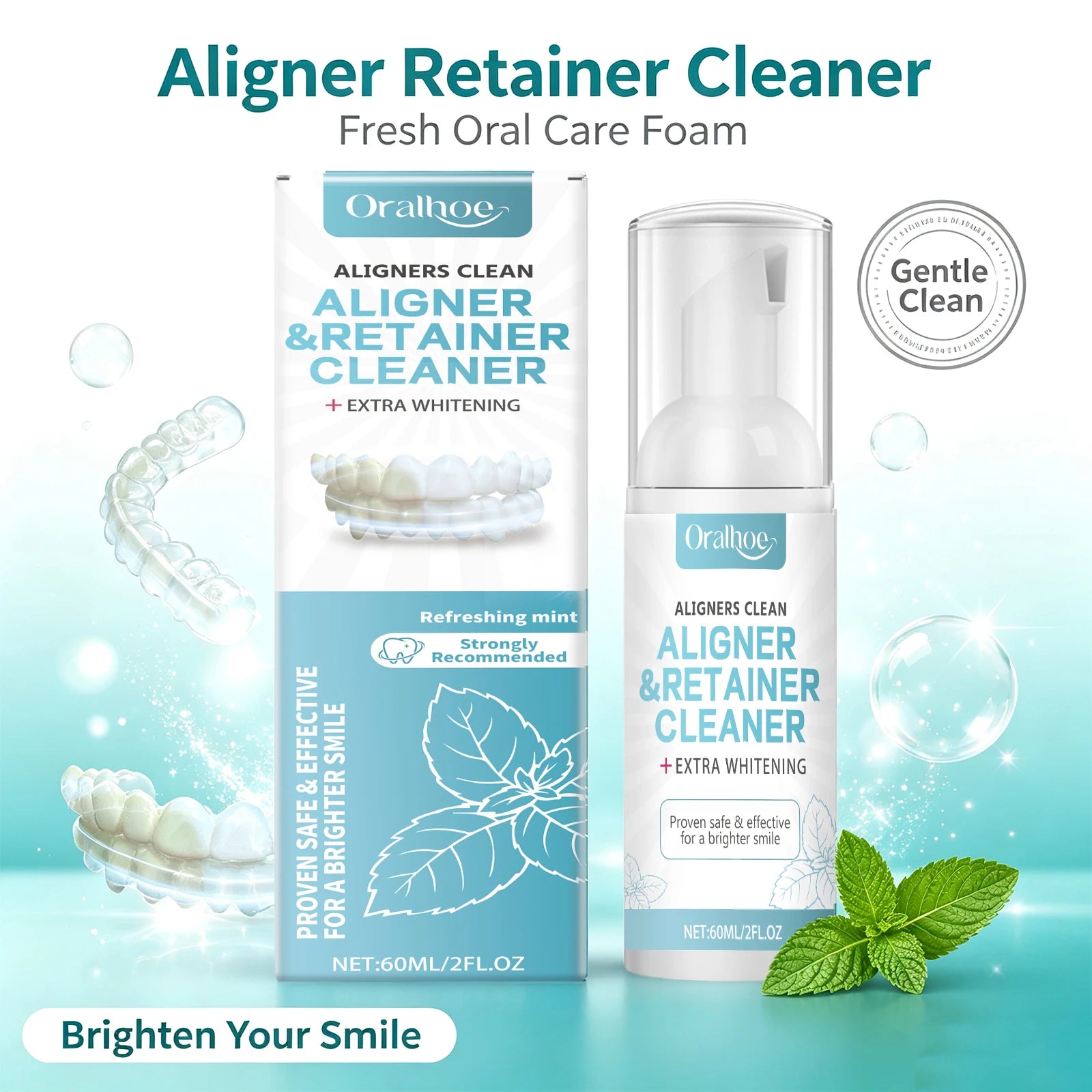 Refreshing Mint Foam Cleaner for Dental Aligners and Retainers - 2