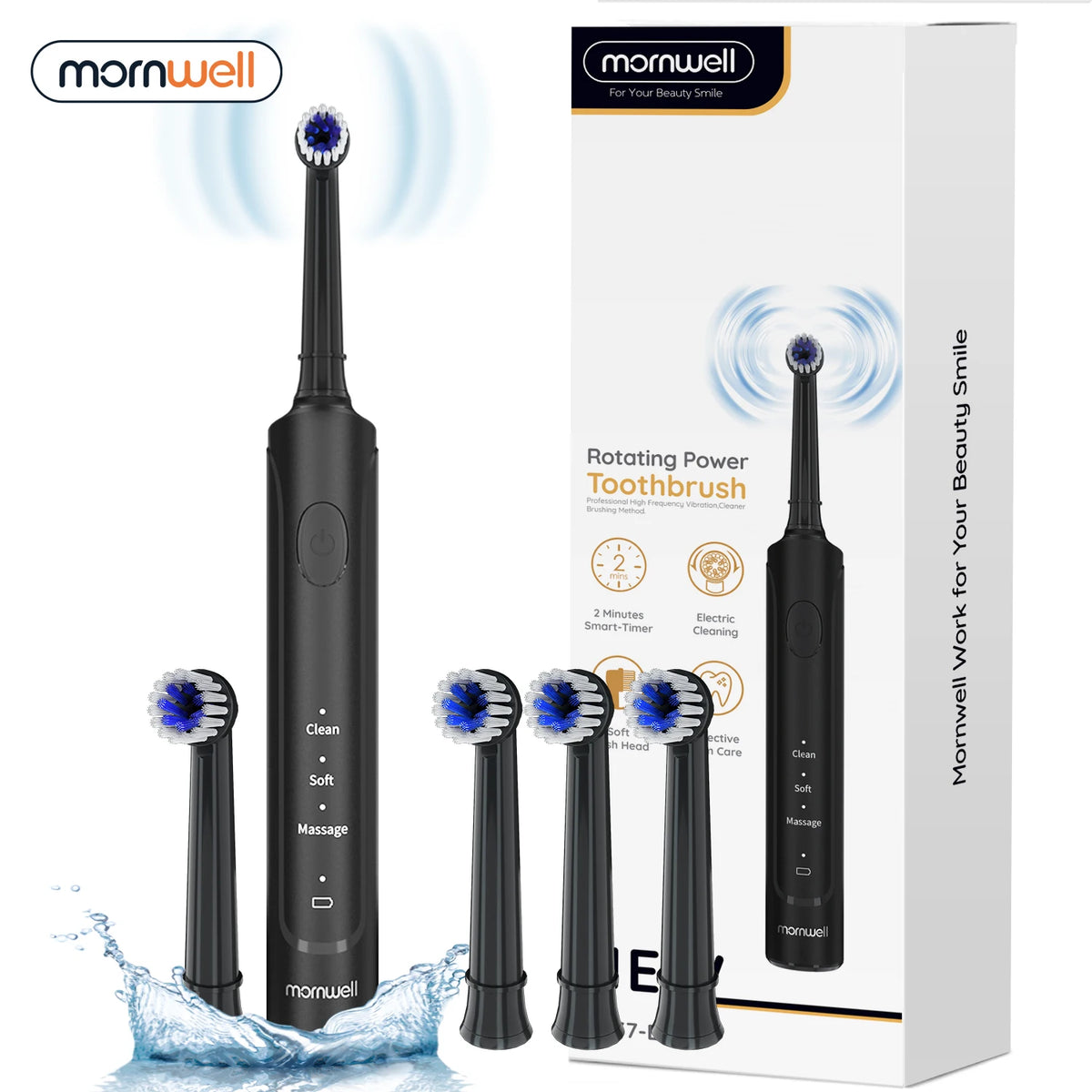 Rechargeable Sonic Electric Toothbrush with 4 Brush Heads