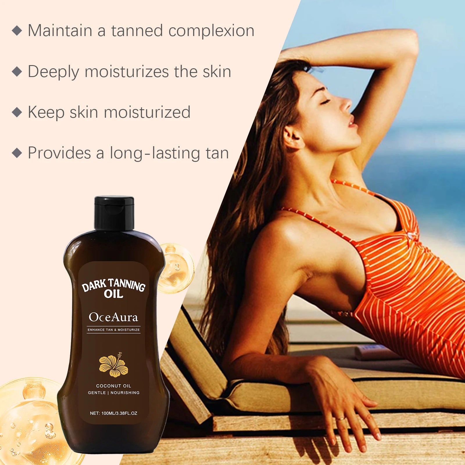 Coconut Oil Dark Tanning Body Oil for Deep Bronze Glow - 11