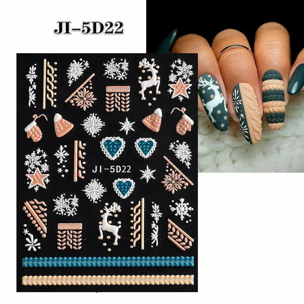 3D Christmas Cartoon Nail Art Sticker Decals