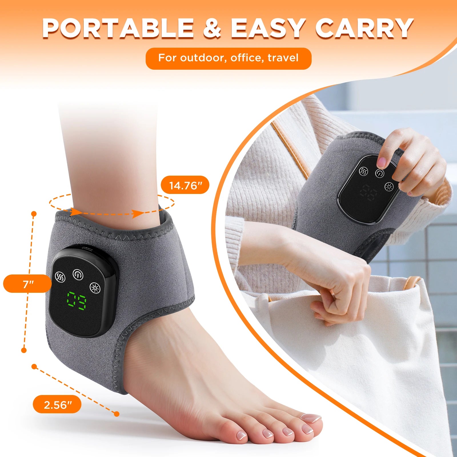 Heated Ankle Massage Wrap with Vibration for Pain Relief - 13