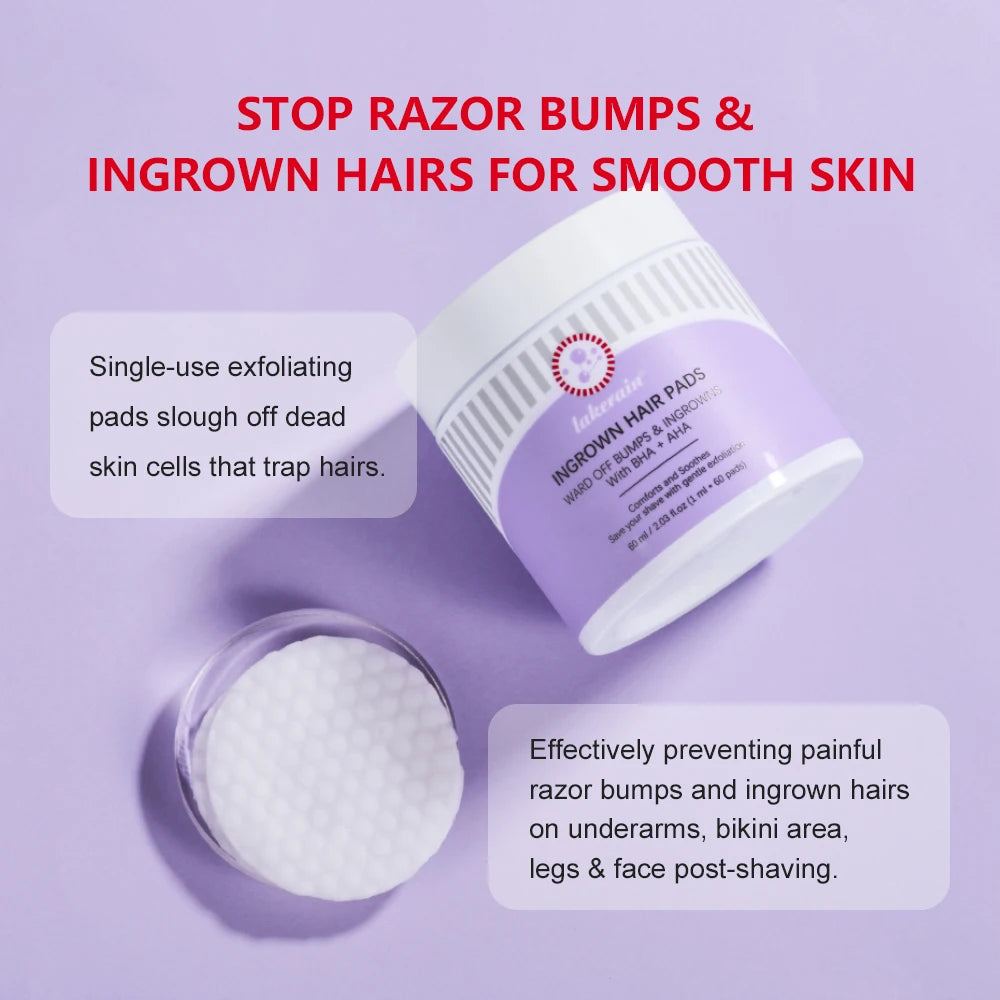 Exfoliating Ingrown Hair Treatment Pads for Razor Bumps