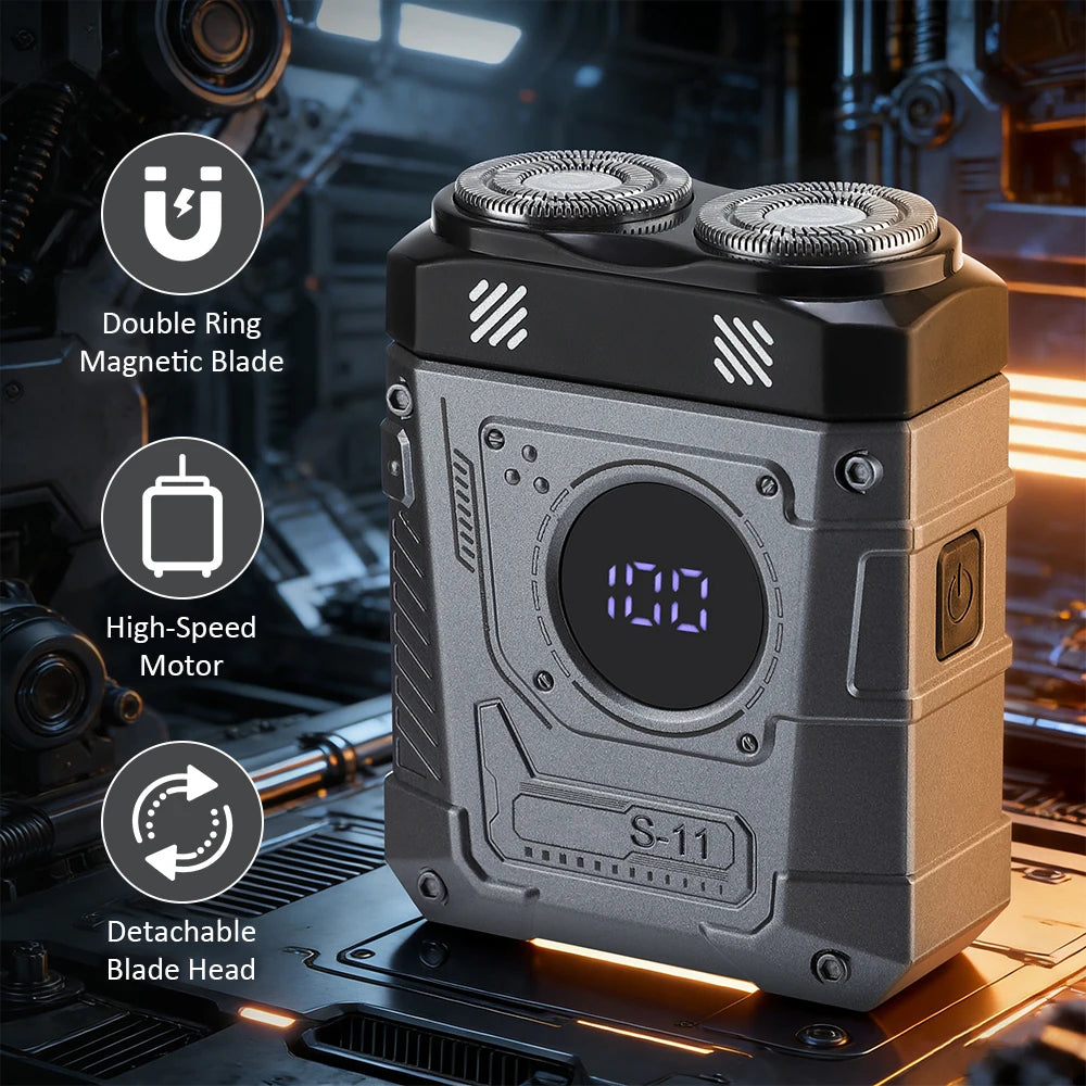 Portable Electric Dual-Head Shaver for Men with LED Display