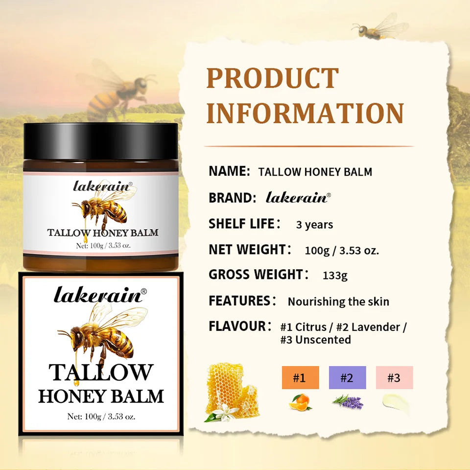 Whipped Beef Tallow and Honey Moisturizing Face and Body Balm