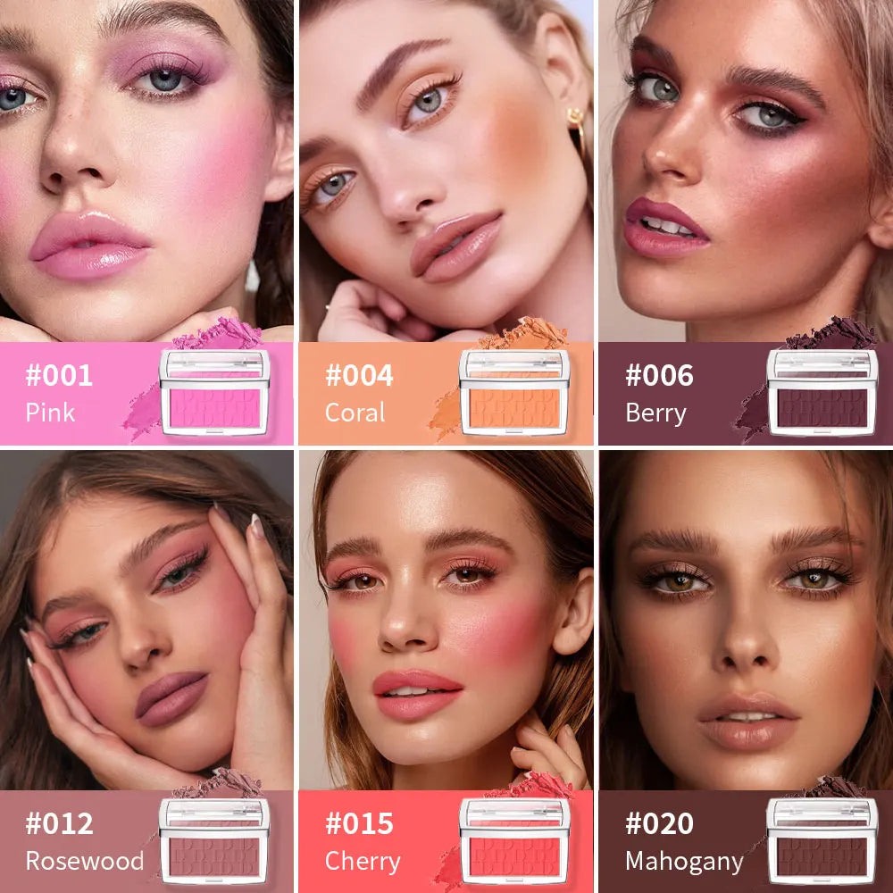 Matte Embossed Blush Palette with Professional Brush