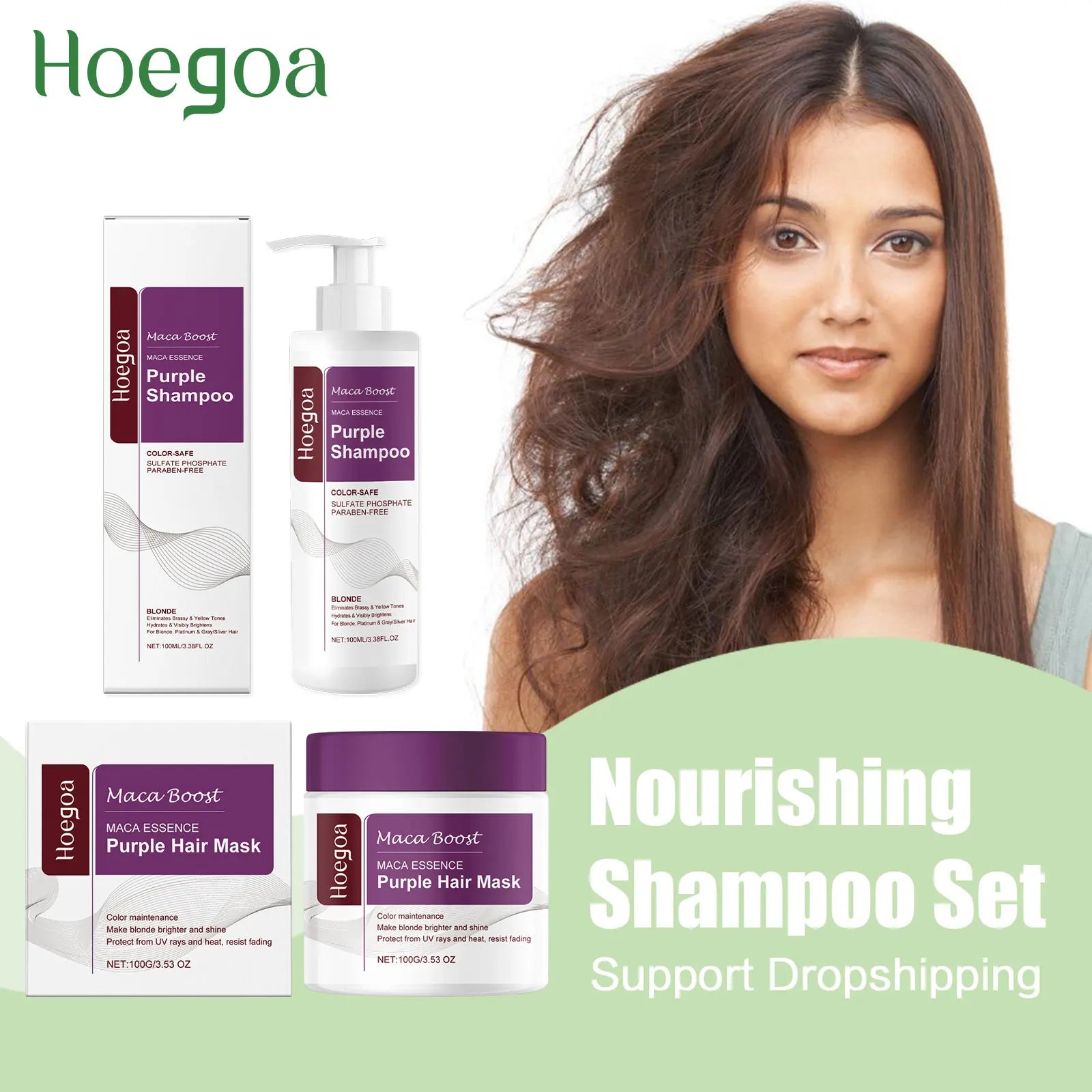 Purple Toning Hair Mask and Shampoo Set for Blonde Hair - 1