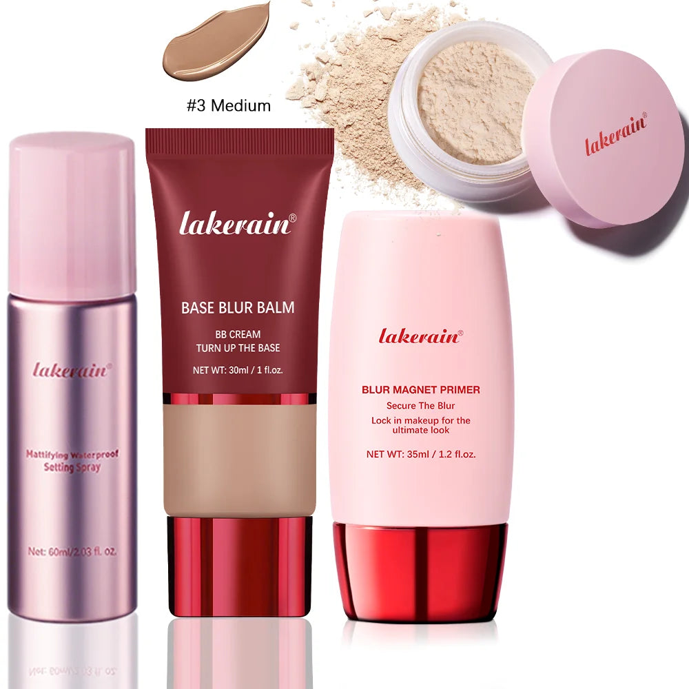 4-Piece Matte Makeup Setting and Blurring Face Base Set