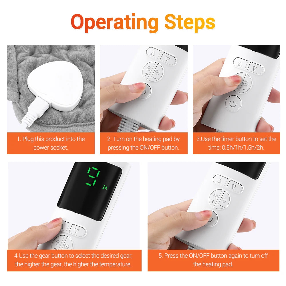 Electric Heating Pad with Adjustable Temperature and Timer