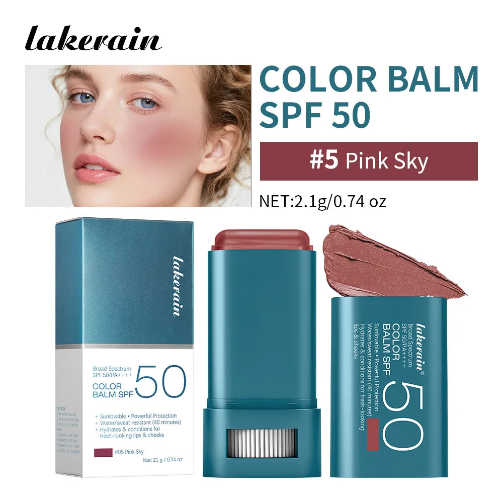 SPF 50 Tinted Sunscreen Blush Stick for Glowing Cheeks