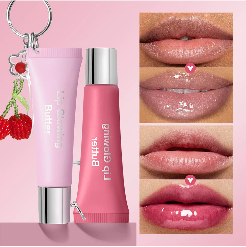 Moisturizing Lip Glowing Butter Gloss with Keychain