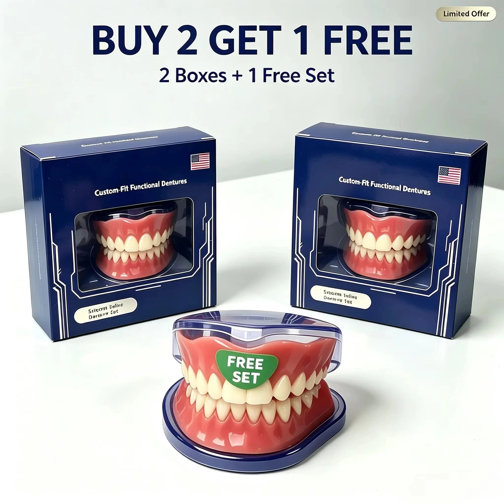 Instant Smile Cosmetic Dentures with Comfortable Silicone Gum Base - 8